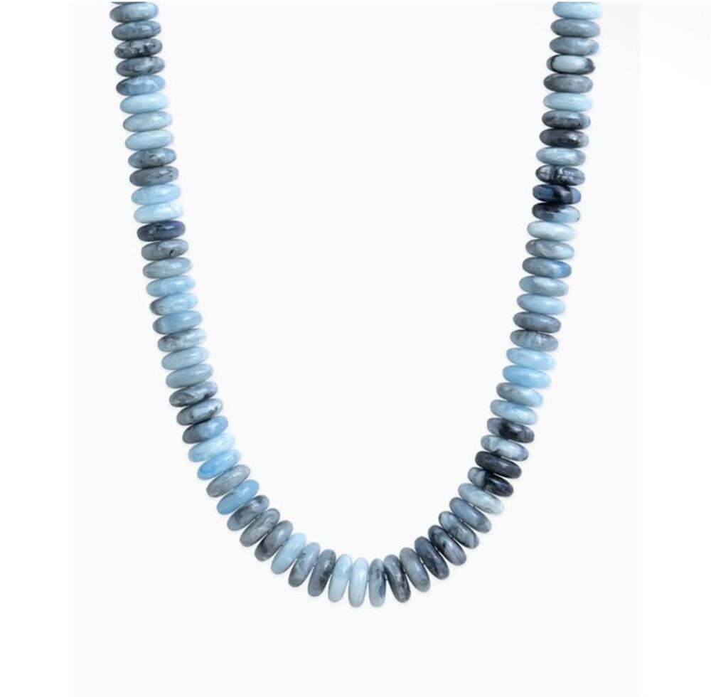 Neutral Color Wide Marble Beaded Necklace